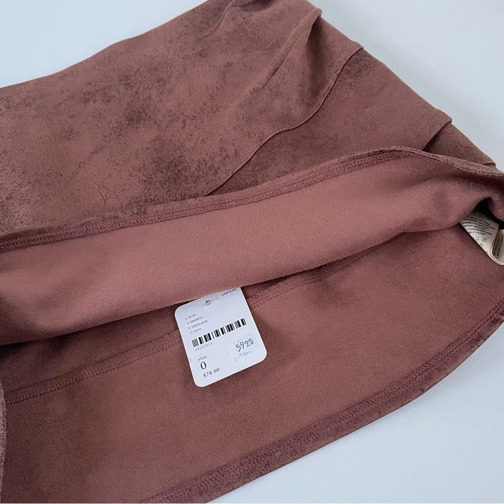 Free People Brown Faux Leather Suede Wrap Mini Skirt Size 0, New with Tags! NWT